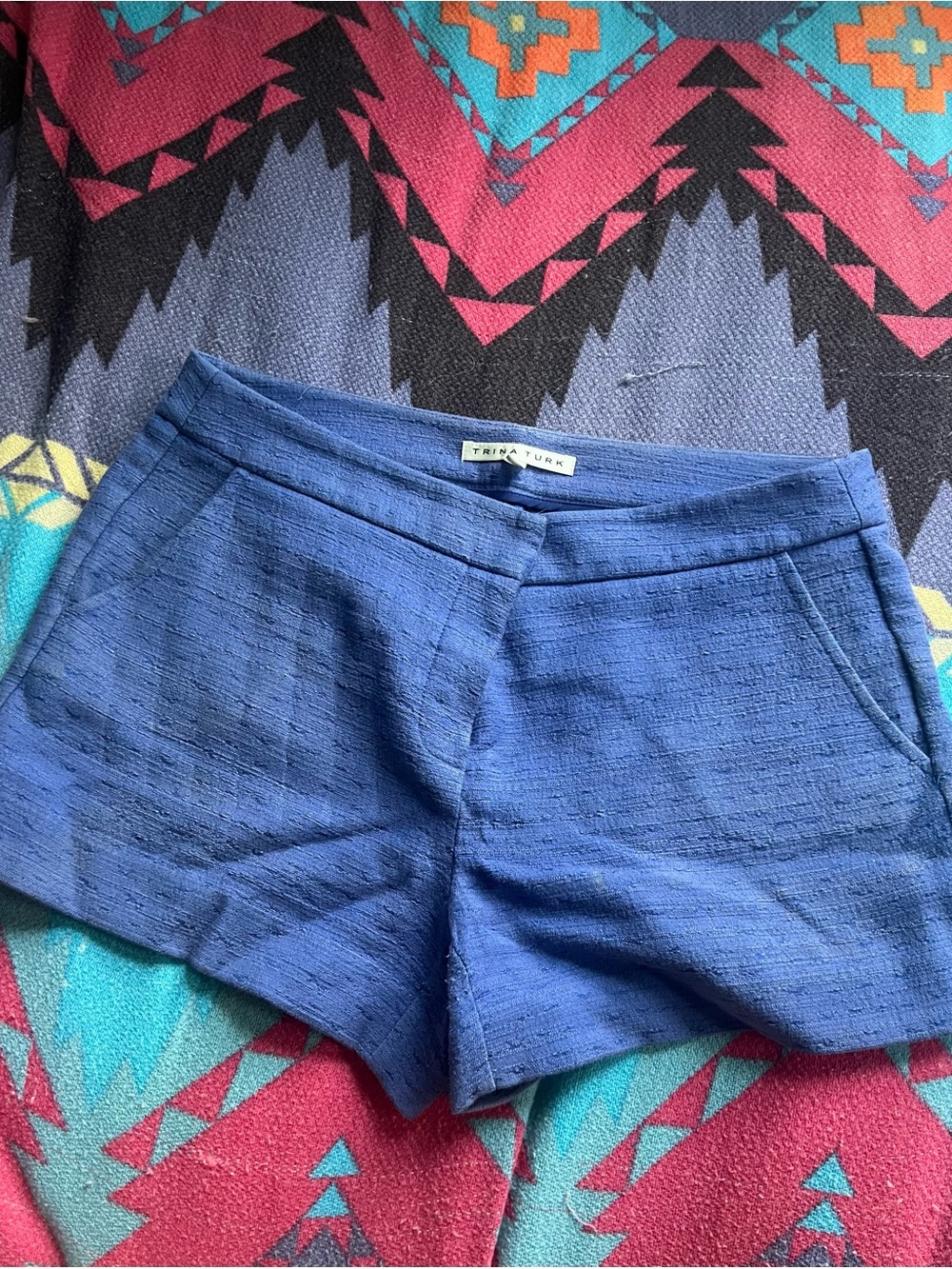 Trina Turk Royal Blue Textured High-Waist Women’s Shorts